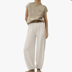 ANRABESS Two Piece Set White and Beige two tone XL